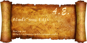 Almássy Edit névjegykártya